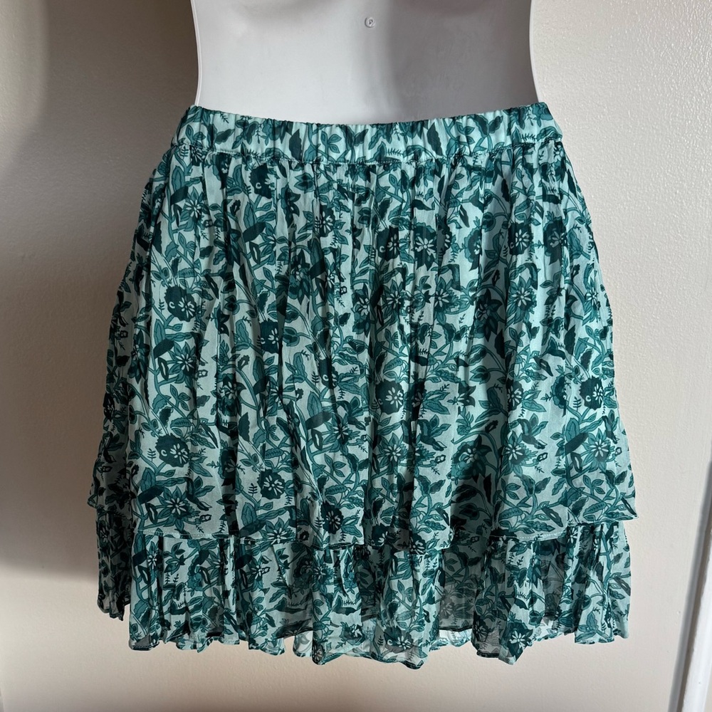 NWT - Anthropologie‎ Nikasha turquoise floral tier short skirt with beading. - Picture 5 of 12
